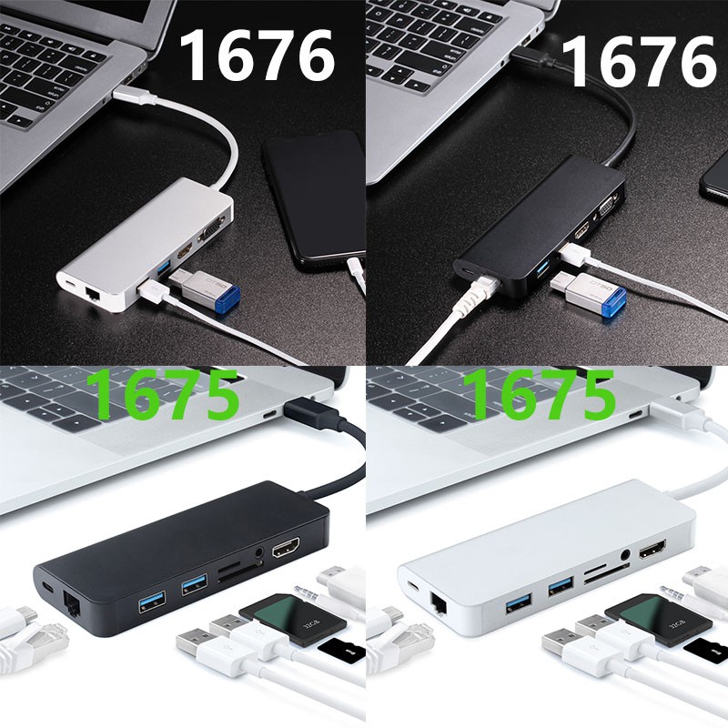 Bộ Chuyển Đổi USB C Sang 4K HDMI USB 3.0 Thunderbolt 3 TF SD Cho MacBook Pro Air 13 15 16 inch touch bar / touch id 2020 A2179 A2159 A2141 A1932 2018 2019