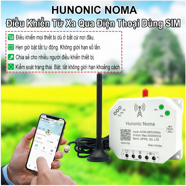 công Tắc Noma - Điều khiển mọi thiết bị từ xa qua điện thoại dùng Sim│Điều khiển không cần Wifi