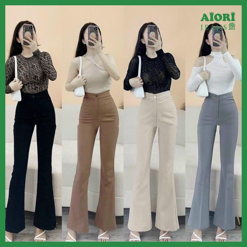 Quần Tây Ống Loe AIORI Lưng Cạp Cao Tôn Dáng - Quần Chất Loại 1 Form Cực Đẹp