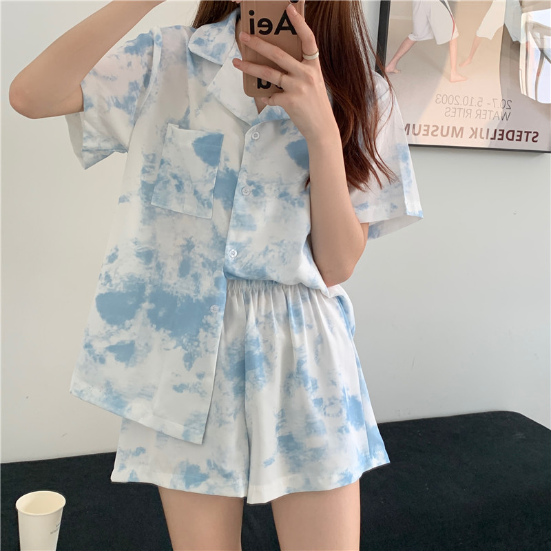 Bộ Đồ Ngủ Pijama Ngắn Tay Họa Tiết Thời Trang Cho Nữ