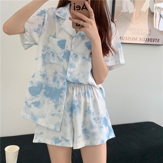 Bộ Đồ Ngủ Pijama Ngắn Tay Họa Tiết Thời Trang Cho Nữ