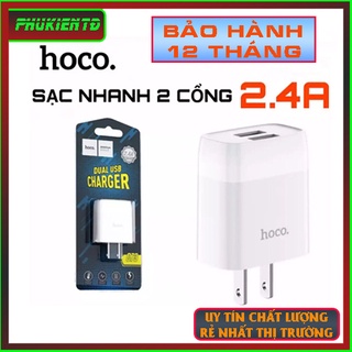 Củ sạc nhanh 2 cổng 2.4a hoco c73a - bảo hành chính hãng 3 tháng