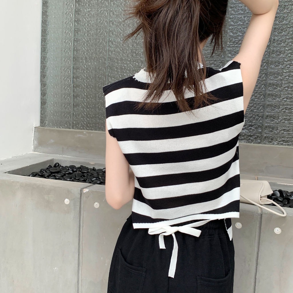 Áo Thun Sát Nách Họa Tiết Sọc Ngang Thời Trang Dành Cho Nữ
