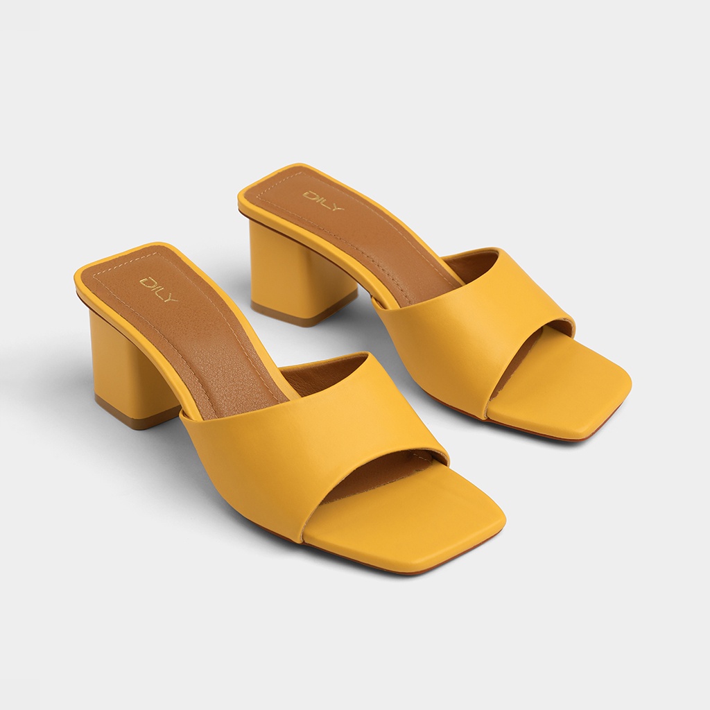 Dép guốc nữ gót vuông quai ngang basic tiện lợi DILY cao 5cm_AA0325