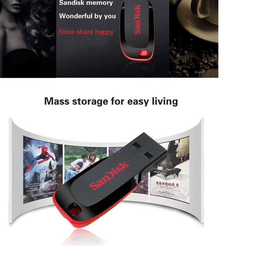 Usb 2.0 Flashdisk Sandisk Cruzer Blade Cz50 128gb 64gb 32gb