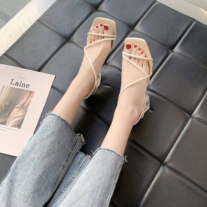 Xăng đan Gót Thấp Trong Suốt Size 34-42 Thời Trang Cho Nữ