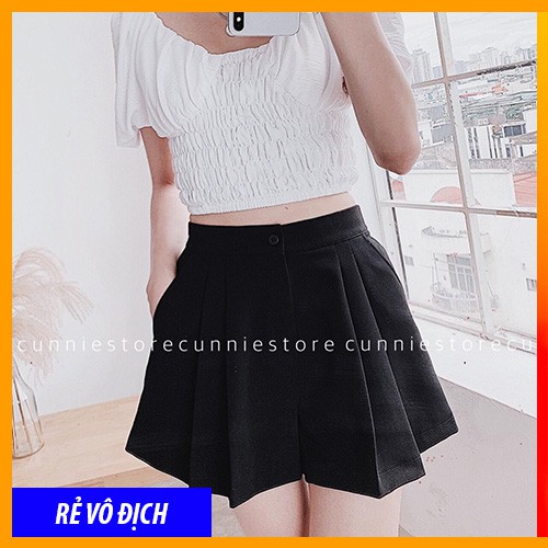 Quần Short Nữ, Quần Short Cạp Cao Ống Rộng Giả Váy Chất Tuyết Mưa Siêu Xinh Hot Trend