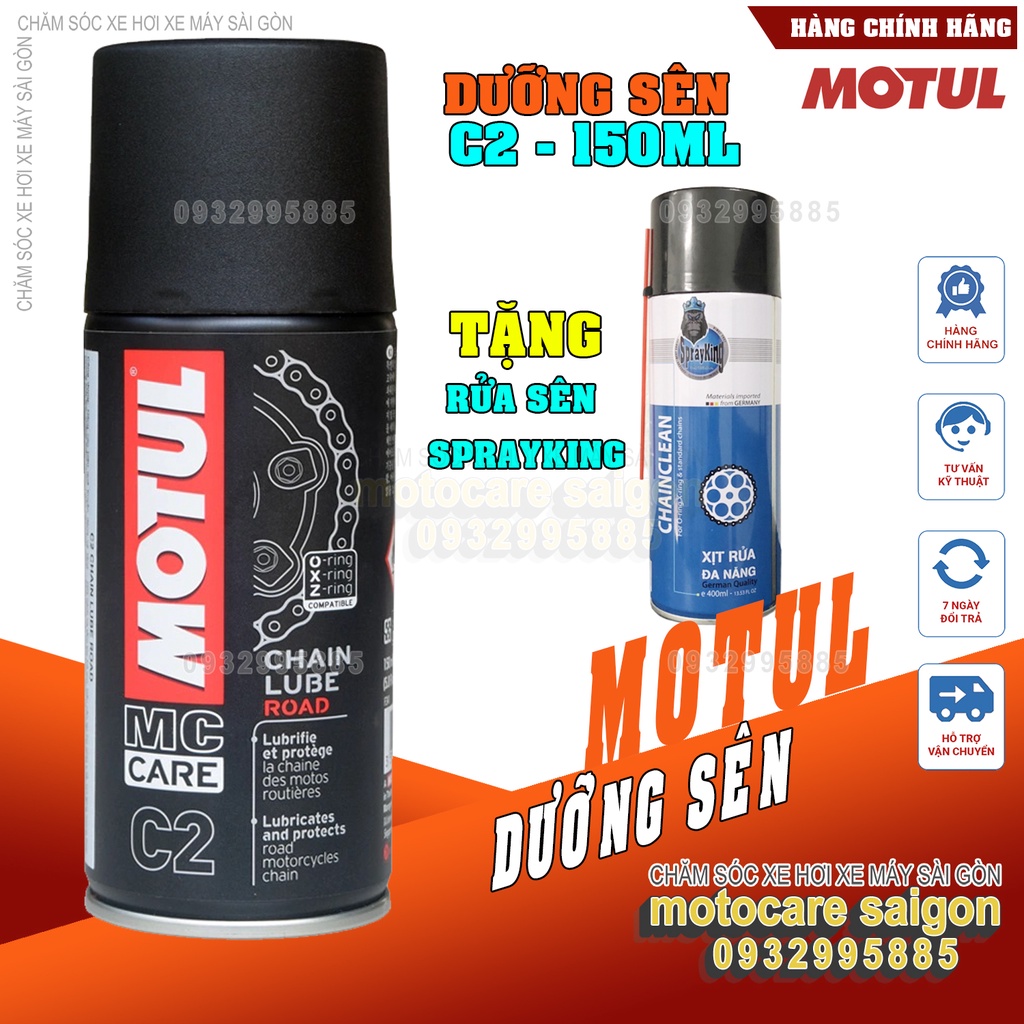 Mua 2 Dưỡng sên Motul C2 150ml tặng rửa sên Sprayking 400ml