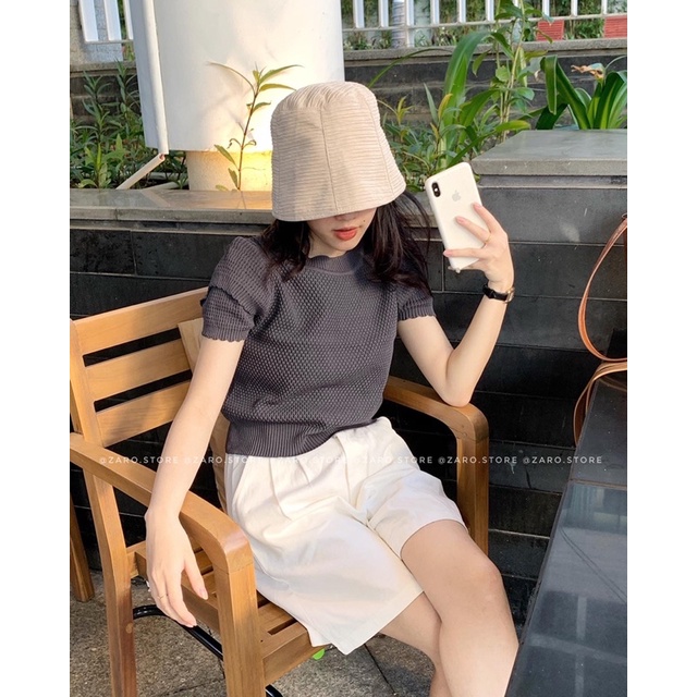 Áo len croptop tay kiểu