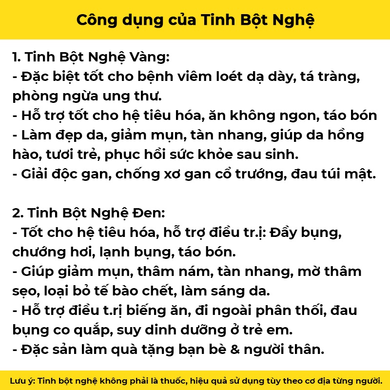 Tinh bột nghệ nano curcumin 500gr nguyên chất Phủ Quỳ Nghệ An Tịnh Tâm, đặc sản làm quà hỗ trợ giảm cân và táo bón