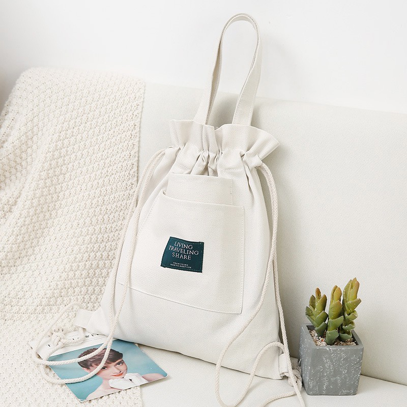 Túi tote bag đeo vai vải canvas nữ CHEN dây rút dùng đi chơi đi học giá rẻ đẹp TX35