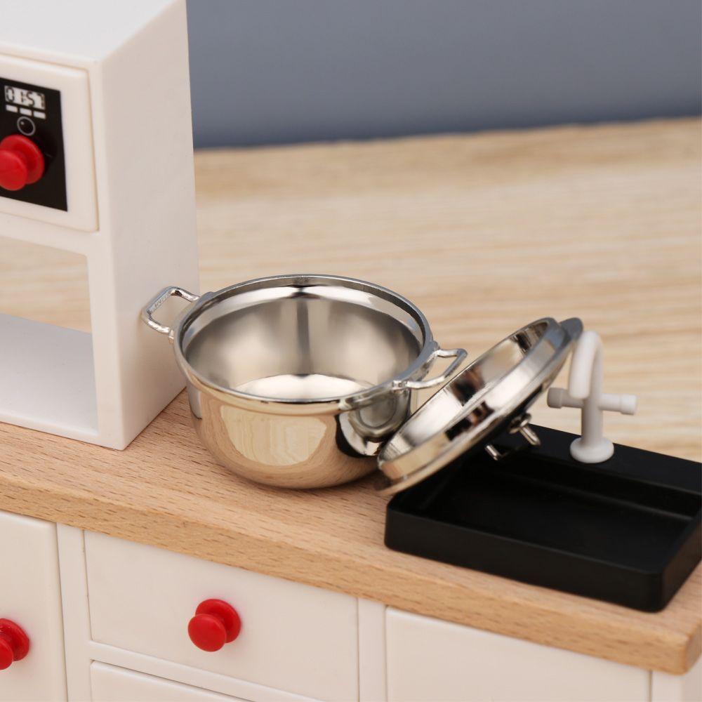 Mô Hình Nồi Nấu Ăn Mini Tỉ Lệ 1 / 12 Kèm Nắp Đậy Trang Trí Nhà Búp Bê