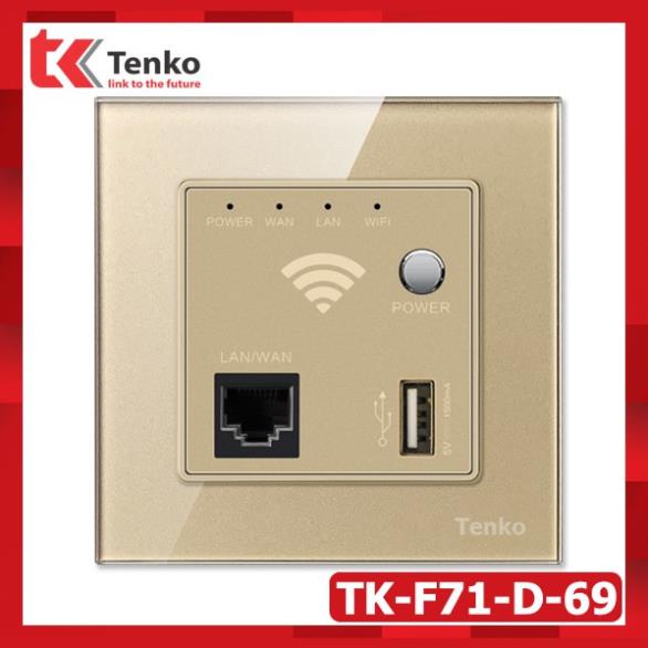 Bộ Thu Phát WIFI Lắp Âm Tường - Tốc Độ Đường Truyền Chuẩn N 300Mbps Mặt Kính Cường Lực Tenko TK-F71-D-69