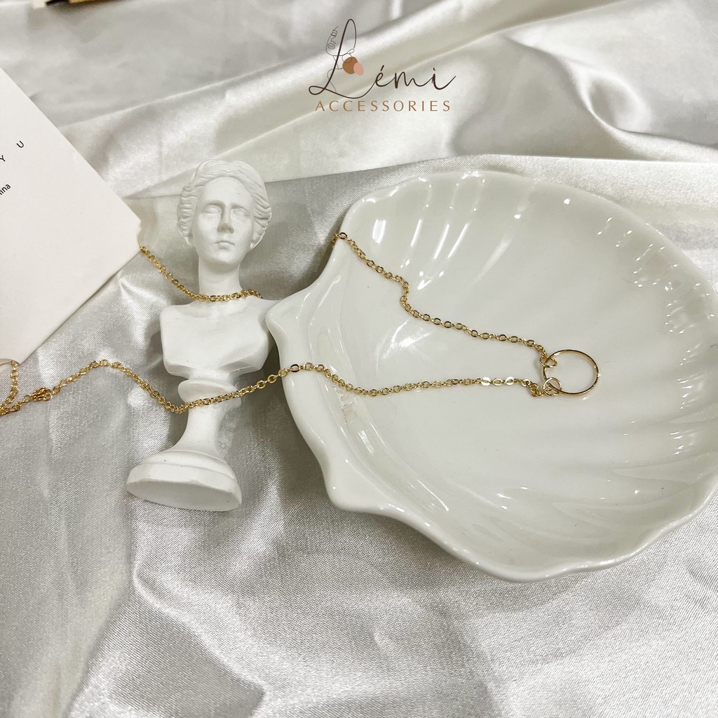Vòng cổ nữ mặt hình tròn đơn giản dễ phối đồ thời trang Hàn Quốc Lémi accessories