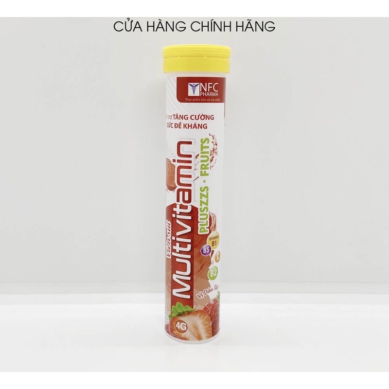 C sủi vị dâu tây Tăng sức đề kháng Multivitamin - Tuýp 20 viên