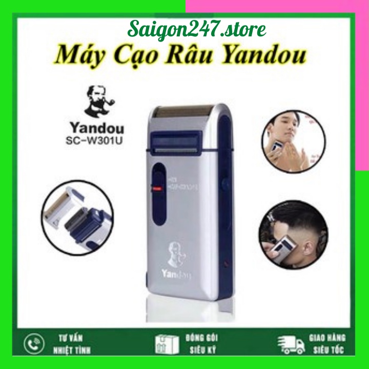 Máy Cạo Râu Pin Sạc Cao Cấp, Máy Cạo Yandou SC-W301U Siêu Bền, Phong Cách, Mạnh Mẽ, Sắc Bén, Tiện Lợi Saigon247.store