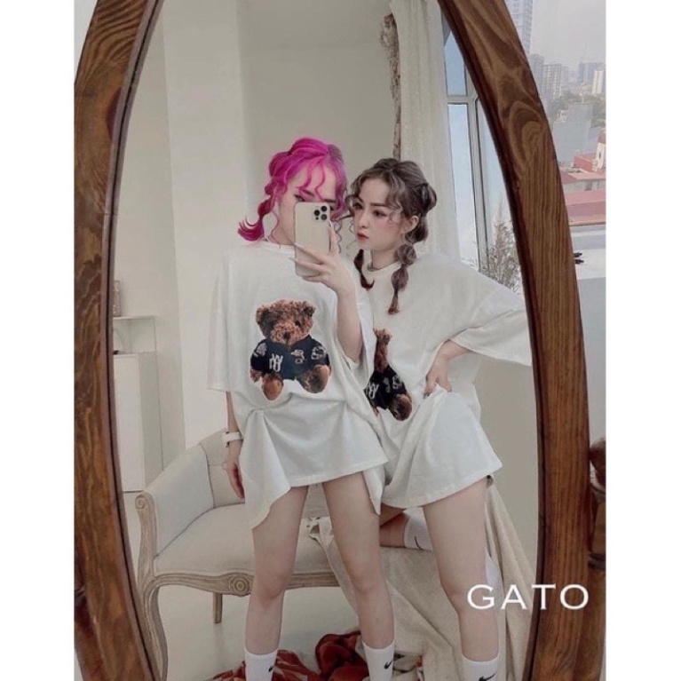 Áo Phông Hình Gấu 2 Màu đen - trắng