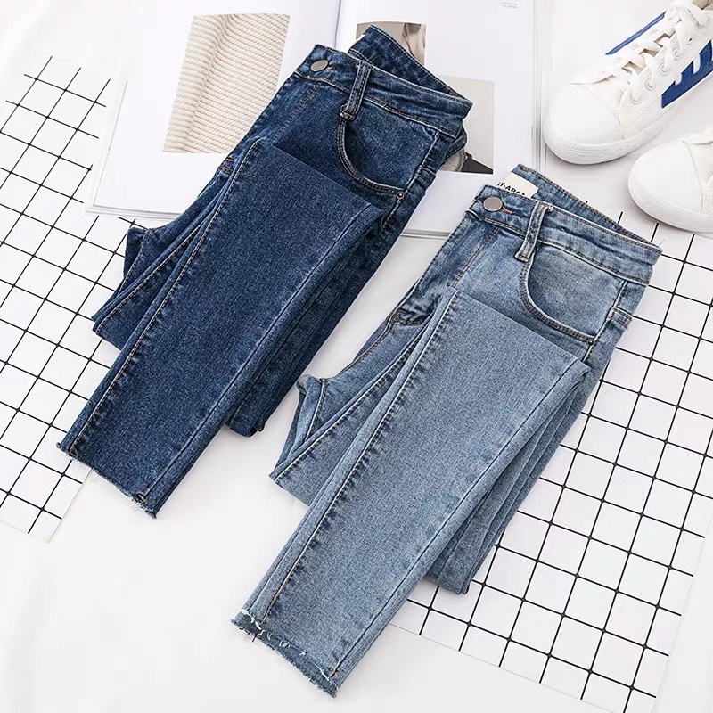 Quần Skiny Jean Trơn Nữ Lưng Cao Basic Co Dãn Loại 1 | BigBuy360 - bigbuy360.vn