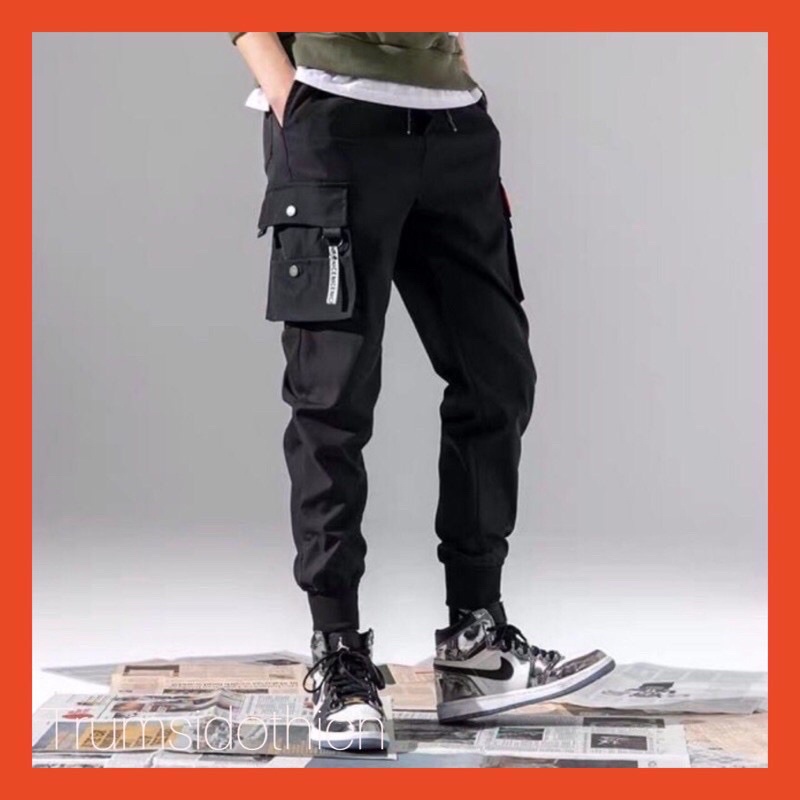 Quần jogger, quần jogger kaki túi hộp phối dây N AI cực ngầu và tiện lợi