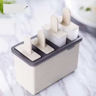 Hộp làm kem, khuôn làm kem que 4 ngăn hình chữ nhật tiện dụng làm tại nhà (có sẵn 4 que kèm theo) - Đồ chơi giá sỉ