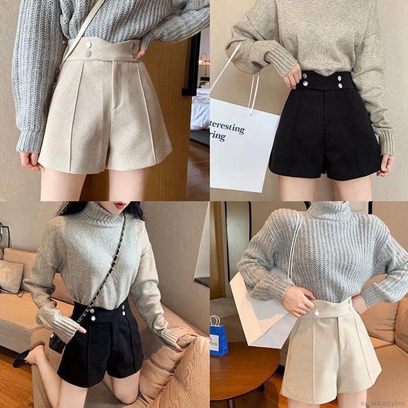 Quần Short Nữ Lưng Cao Ống Rộng