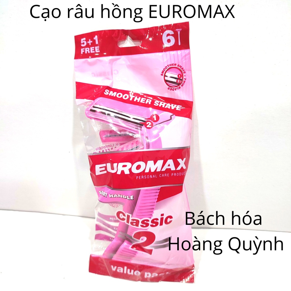6 cái dao cạo râu hồng EUROMAX 2 lưỡi.