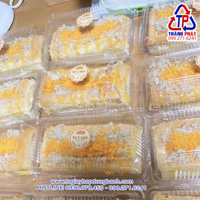100 Hộp nhựa H04 đựng bánh cuộn 16cm, đựng bánh mì tan chảy, bánh mì chà bông