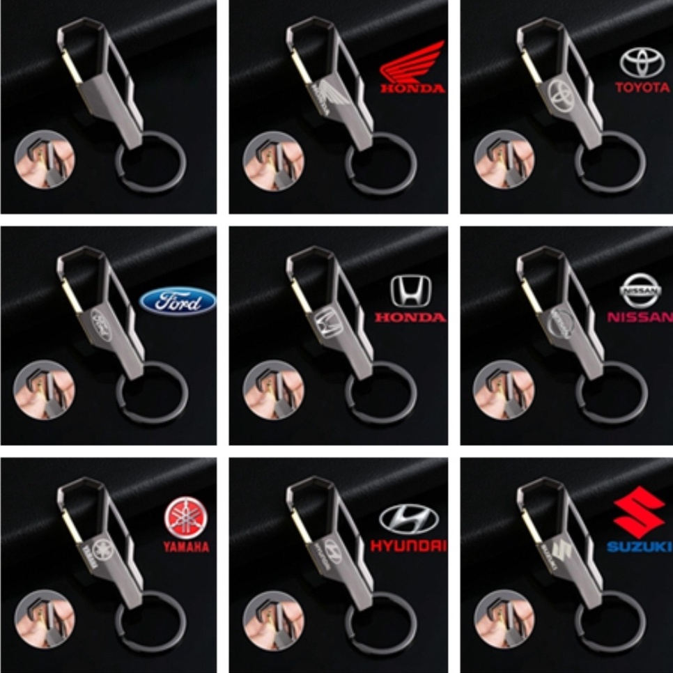 CÁC LOẠI MÓC KHÓA KIM LOẠI LOGO Ô TÔ, XE MÁY PHỤ KIỆN HONDA TOYOTA KIA MITSUBISHI MAZDA SUZUKI HYUNDAI FORD YAMAHA