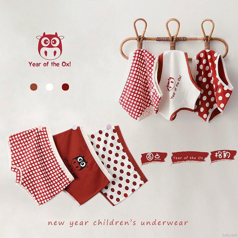 Bộ 3 Quần Lót Boxer Cotton Thoáng Khí In Họa Tiết Hoạt Hình Dễ Thương Cho Bé Gái 1-6 Tuổi