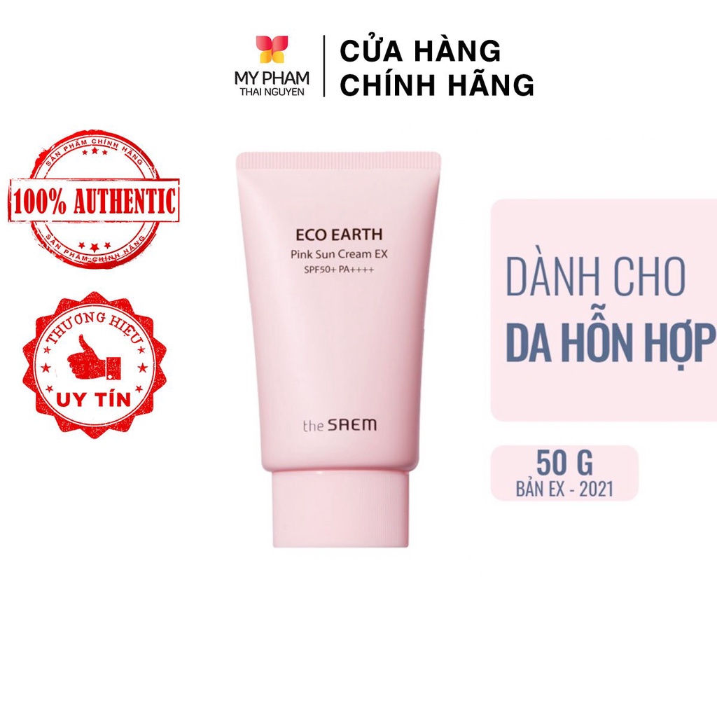 Kem Chống Nắng nâng tone The SAEM Eco Earth Power Pink Sun Cream EX SPF50+/PA++++