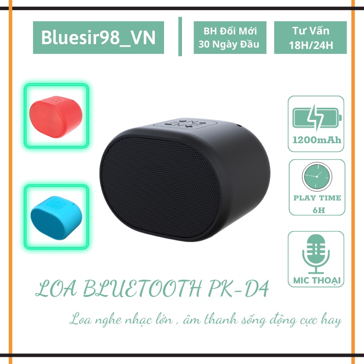 Loa bluetooth không dây mini PK-D4 , hỗ trợ thẻ TF, Usb, Jack 3.5 nhỏ gọn bass trầm giá rẻ
