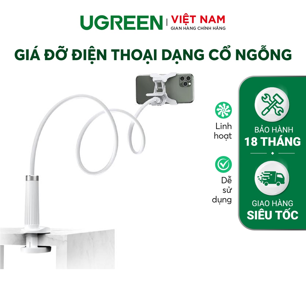 Giá đỡ điện thoại cài kẹp khe bàn dạng cổ ngỗng 90cm tùy chỉnh UGREEN LP113 30488