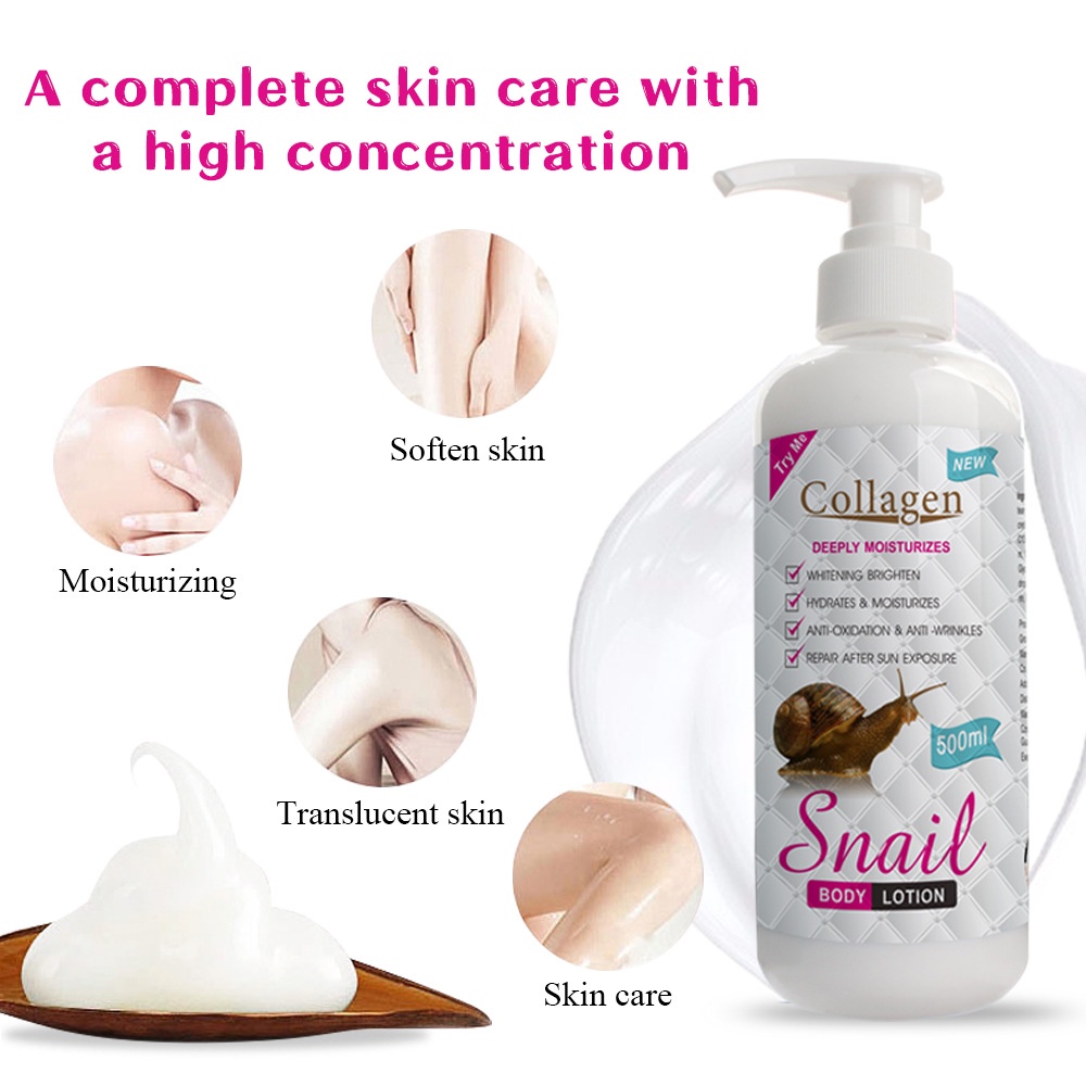 Disaar 500ML Bone Collagen Snail Lotion Deeply Nourish Moisture Whiten Brighten Smooth Skin Care Anti-Wrinkles Anti-Oxidation Body Care Milk