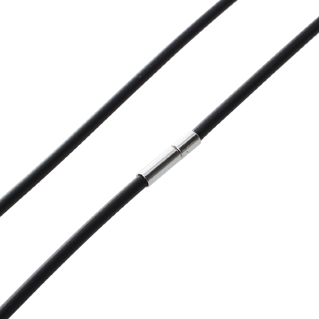 Vòng cổ cao su màu đen 3mm khóa thép không gỉ - 22 inch COD