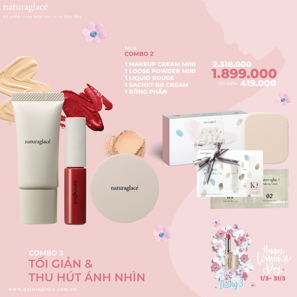 [ƯU ĐÃI 8/3 - NHẬP MÃ DECRTH03 GIẢM 19%] Bộ trang điểm hữu cơ tối giản thu hút naturgalacé mini set kèm hộp quà