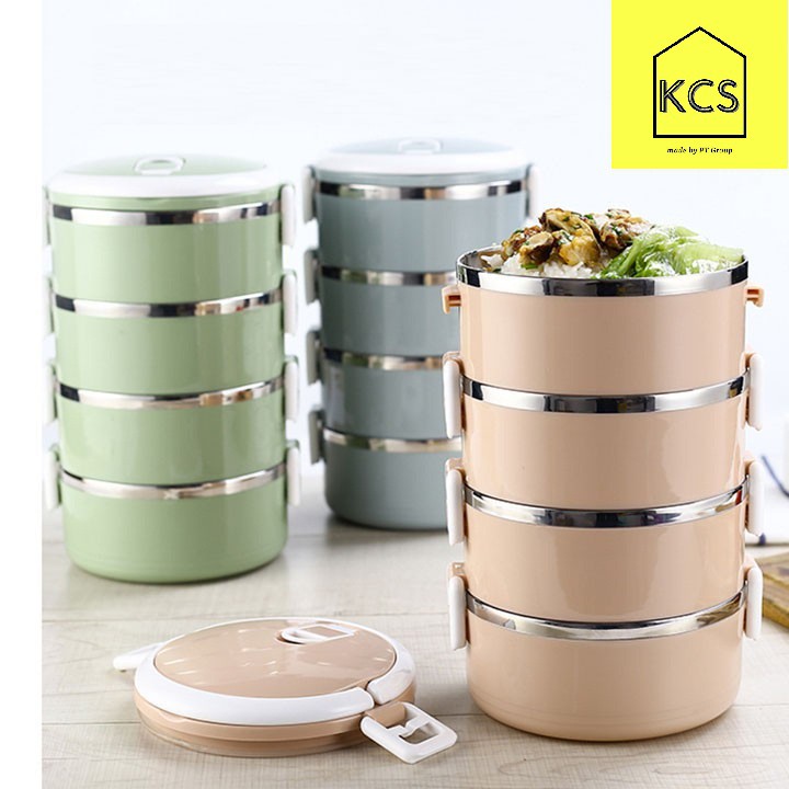 HỘP ĐỰNG CƠM LÚA MẠCH GIỮ NHIỆT, RUỘT INOX 4 TẦNG | BigBuy360 - bigbuy360.vn