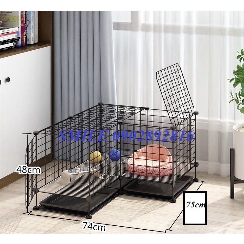 [TẶNG VÒNG CỔ] COMBO CHUỒNG, LỒNG LƯỚI THÉP CHO CHÓ MÈO THÚ CƯNG ĐA NĂNG Kèm Khay Vệ Sinh