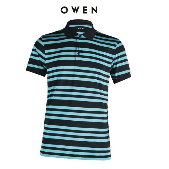 OWEN - Áo polo nam Owen màu xanh sọc ngang 22372- Áo thun ngắn tay có cổ nam