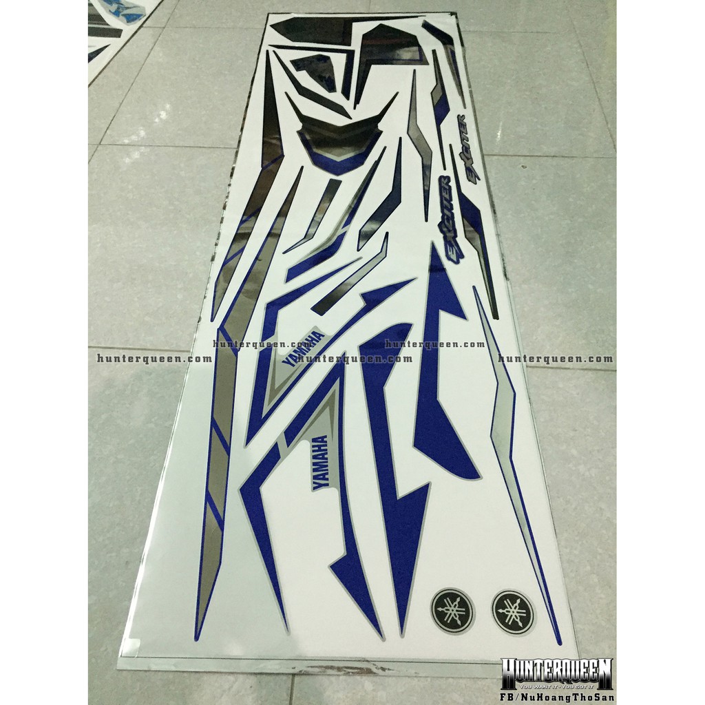 Tem rời Exciter 2011. Chất liệu CROM, tem chỉ xanh bạc . Ex 135 đời 2011 đến 2014.