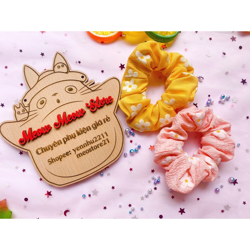 ❣Ảnh+Video thật❣Scrunchies Dây Cột Tóc Chun Tóc Vải Hoa Loại Tốt Hot Trend
