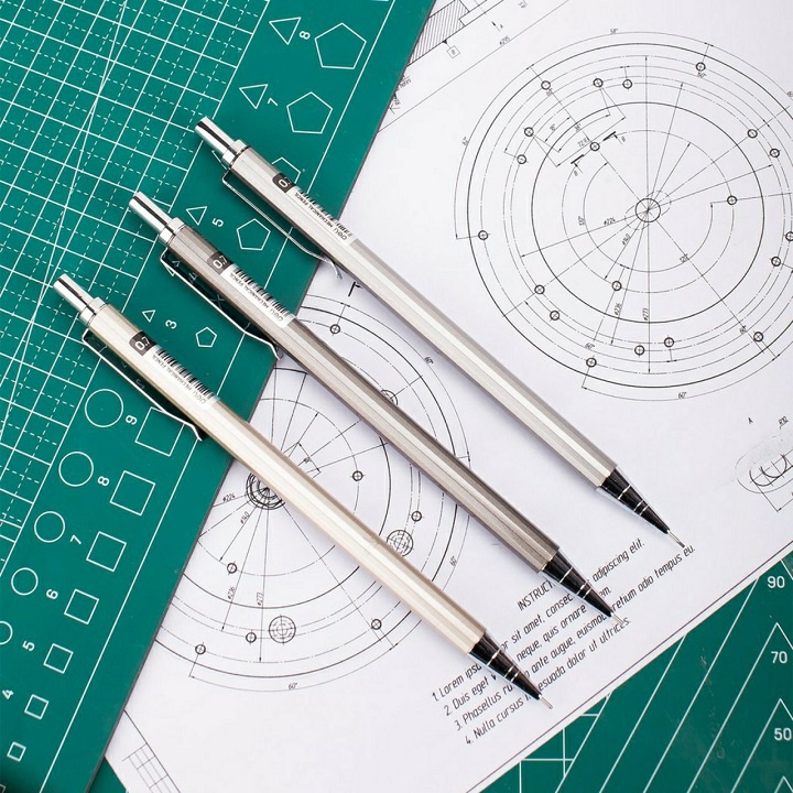 [Giao hoả tốc] Bút chì bấm thân kim loại DELI ngòi 0.5mm 6492