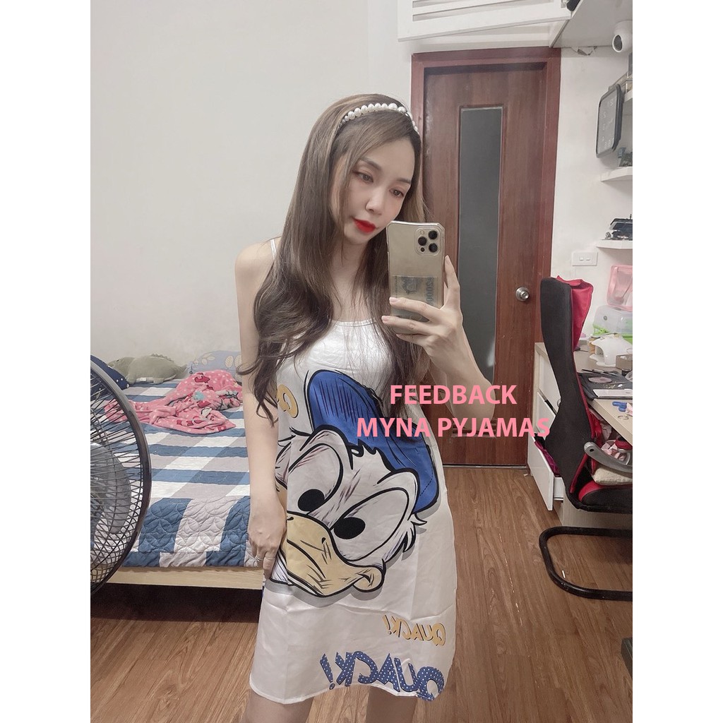 Đầm, Váy Ngủ Hai Dây Lụa Cao Cấp in 5D ( Ảnh Chụp Thật)