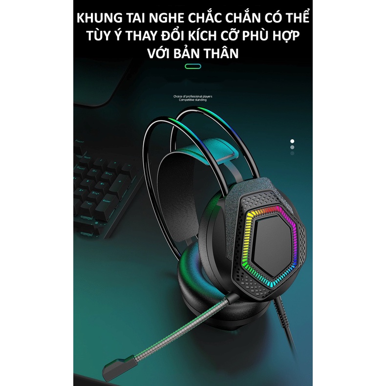 Tai nghe AK5 chuyên game âm thanh sống động có đèn LED 7 màu kèm mic dành cho game thủ CỔNG USB 7.1 & 3.5mm + USB