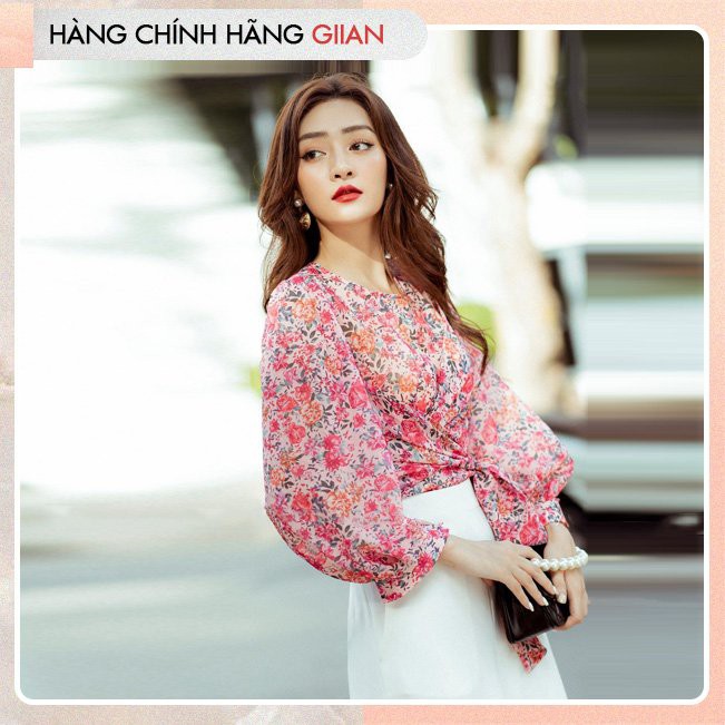 Giian - Set áo hoa buộc nơ kèm quần trắng - 𝐌𝐞𝐥𝐢𝐚 - thiết kế chính hãng - S371 | WebRaoVat - webraovat.net.vn