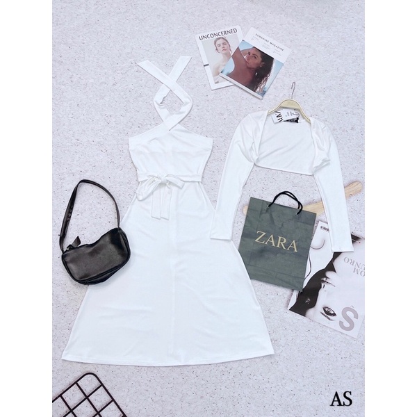 Set Váy Yếm Cardigan Hot Mùa Thu Đông