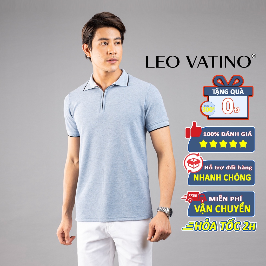 Áo polo nam cổ khóa kéo Galvin chất vải cá sấu co giãn bộ 5 màu PLGV48 - Leo Vatino