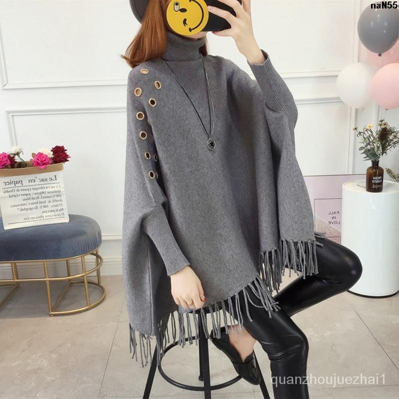 Áo Choàng Dệt Kim Cổ Cao Phong Cách Thu Đông Hàn Quốc | BigBuy360 - bigbuy360.vn