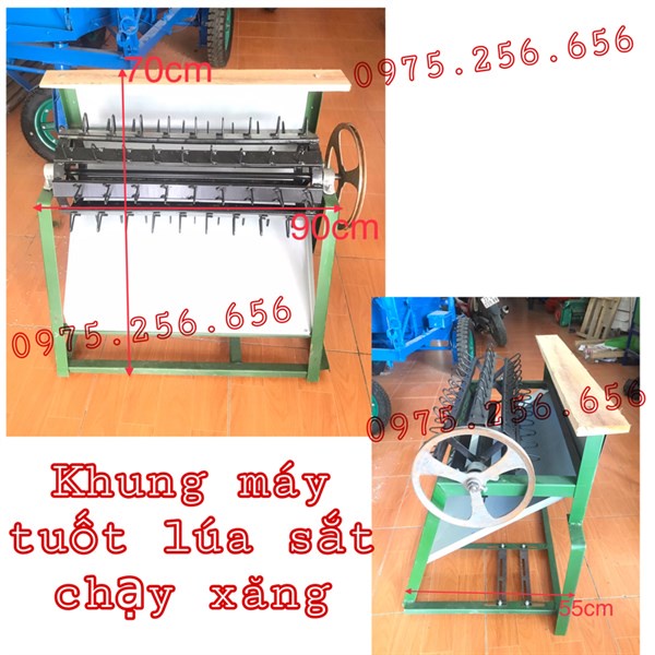 Khung Máy tuốt lúa Sắt chạy xăng (chưa có máy nổ) phụ tùng máy tuốt lúa Phụ tùng Hùng Lỳ