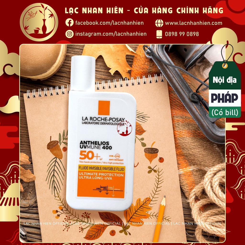 KEM CHỐNG NẮNG LA ROCHE-POSAY ANTHELIOS UVMUNE 400 INVISIBLE FLUID SPF50+ CHO DA NHẠY CẢM