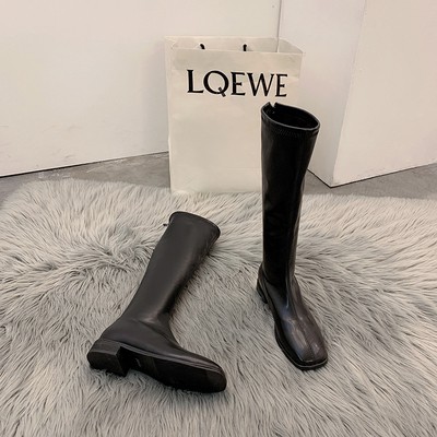 Boots dạ cao cổ mũi vuông khóa sau ulzzang